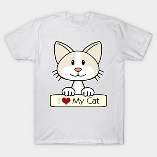 Cream and White Cat - I Love My Cat T-Shirt